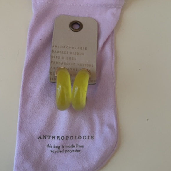 Anthropologie Glass Hoop Earrings in Yellow ! NWT Sold Out on Anthro!! 💖… - Picture 6 of 11